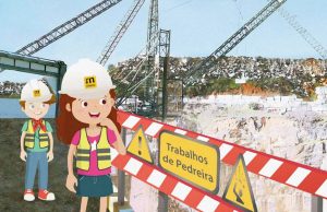 Alunos a visitar uma pedreira de mármore